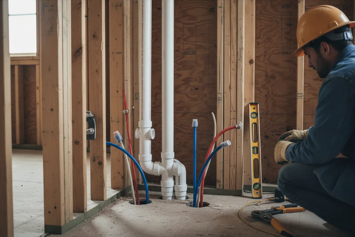 Drain and supply rough-in during Garbage Disposal Repair in Acton